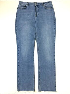 Long Tall Sally Button Fly Jeans Size 14 Tall Straight Leg Denim Inseam 32in